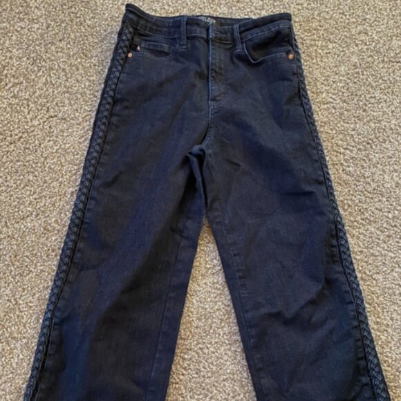 Judy Blue Eloise Side Seam Braid Wide Leg Cropped Denim Jeans Women's 9 29 Blue - Picture 1 of 4